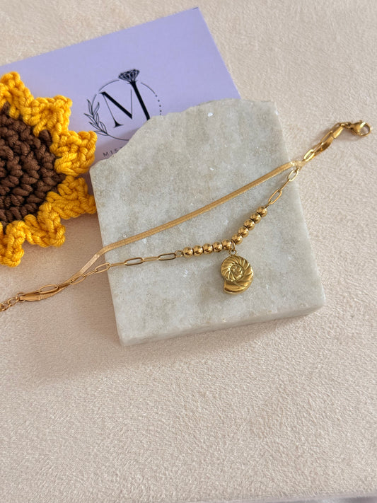 Dual chain snail Bracelet