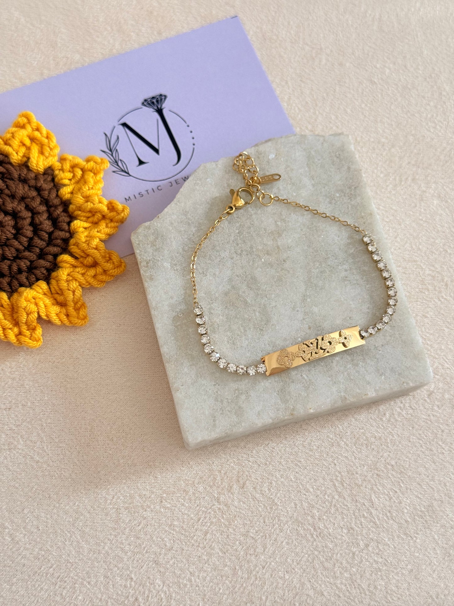 LV Inspired Tennis Bracelet