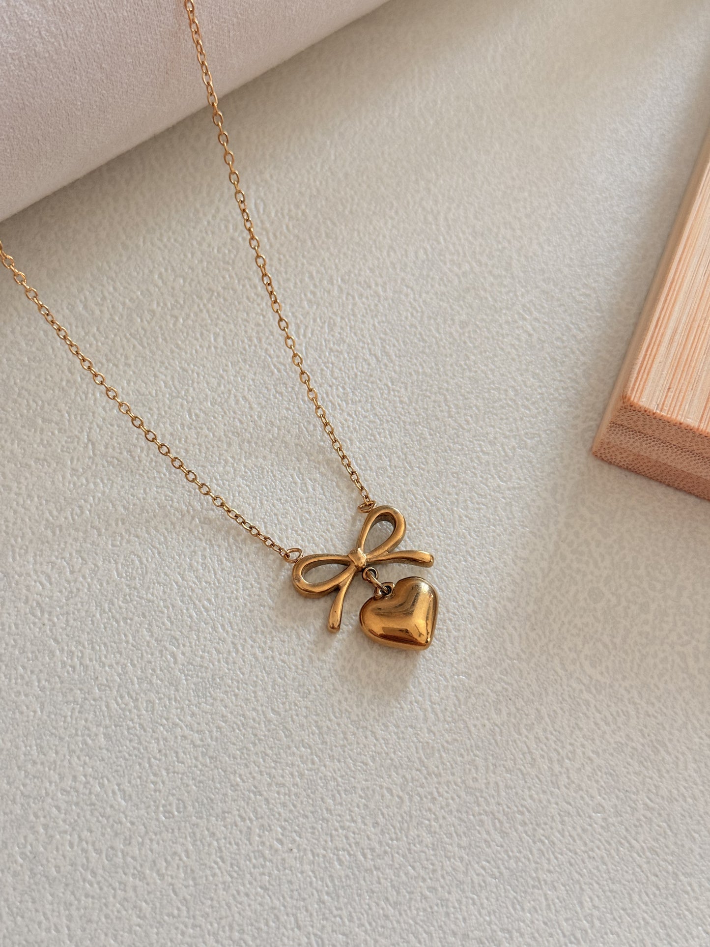 Bow Heart Necklace