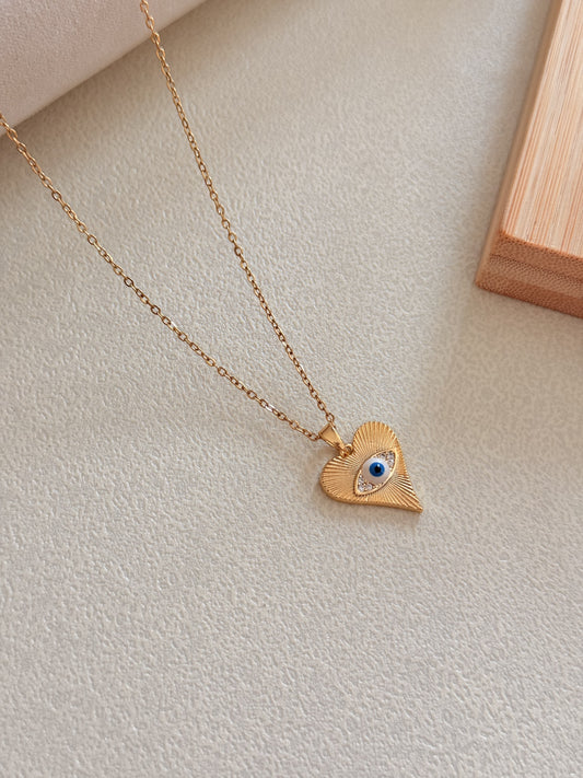 Evil Eye in Heart Necklace