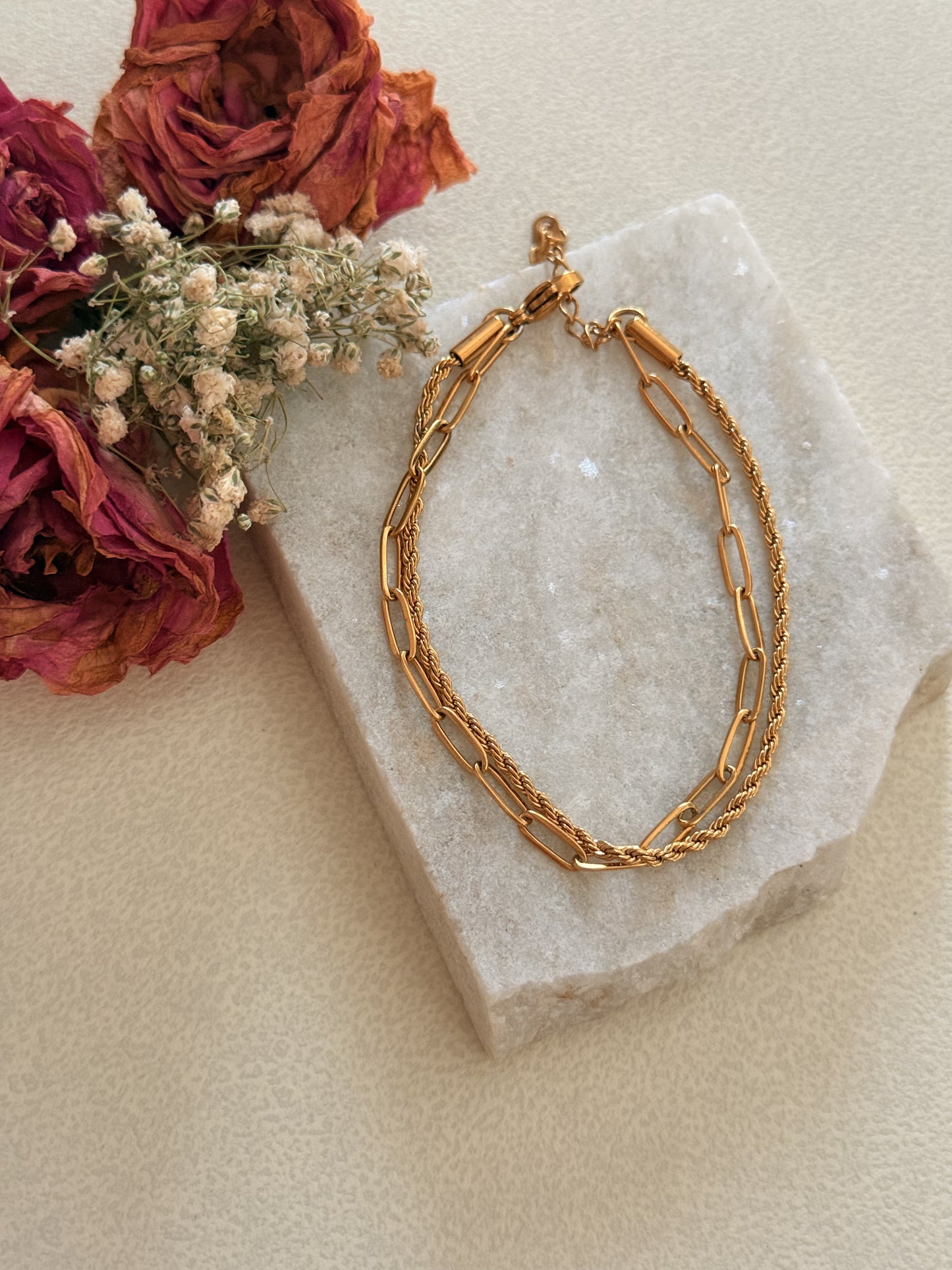 Petite Paperclip Dual Chain Bracelet