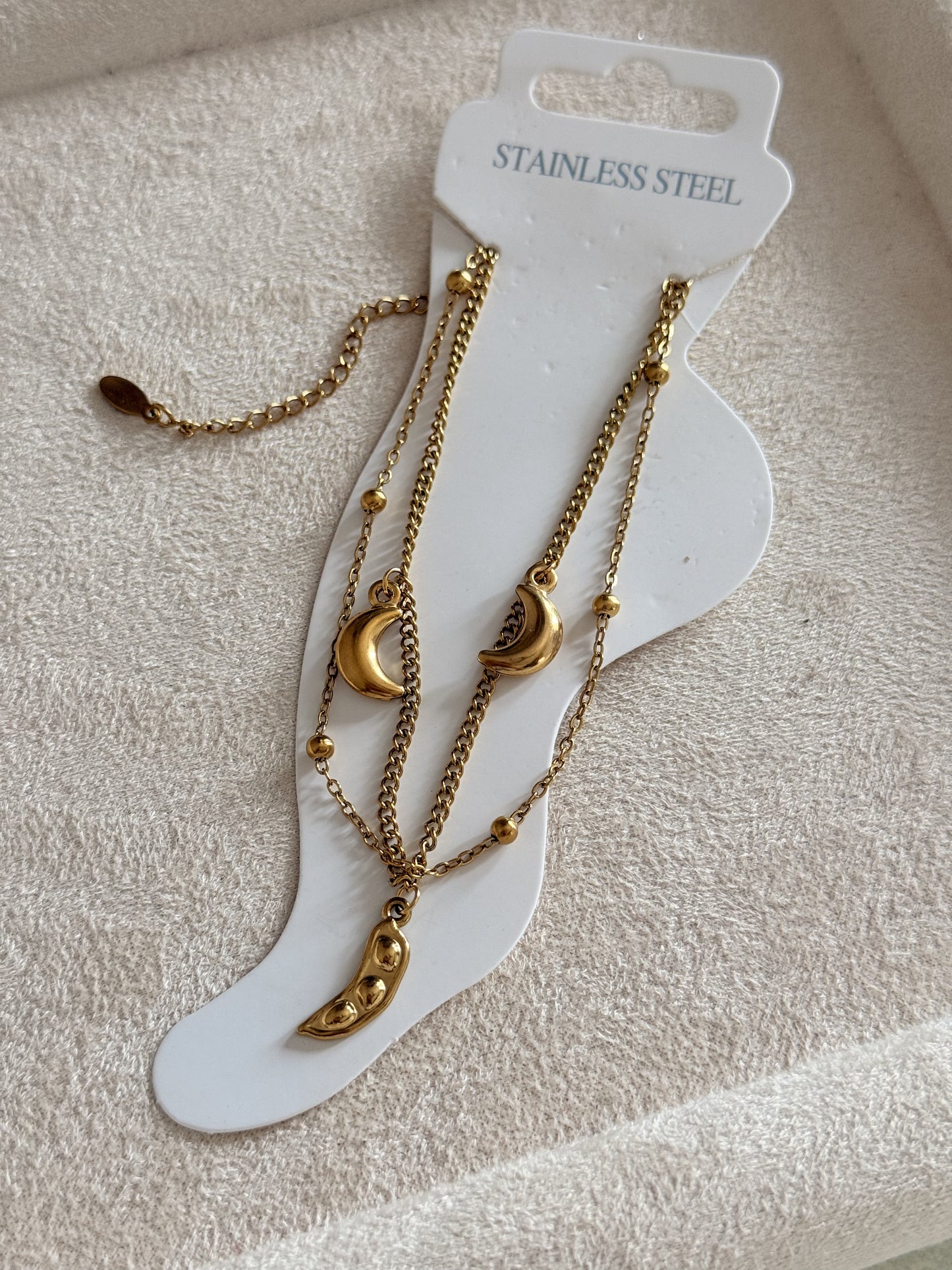 Dual chain Moon Anklet