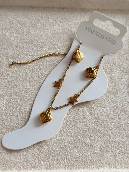 Golden Strawberry Anklet