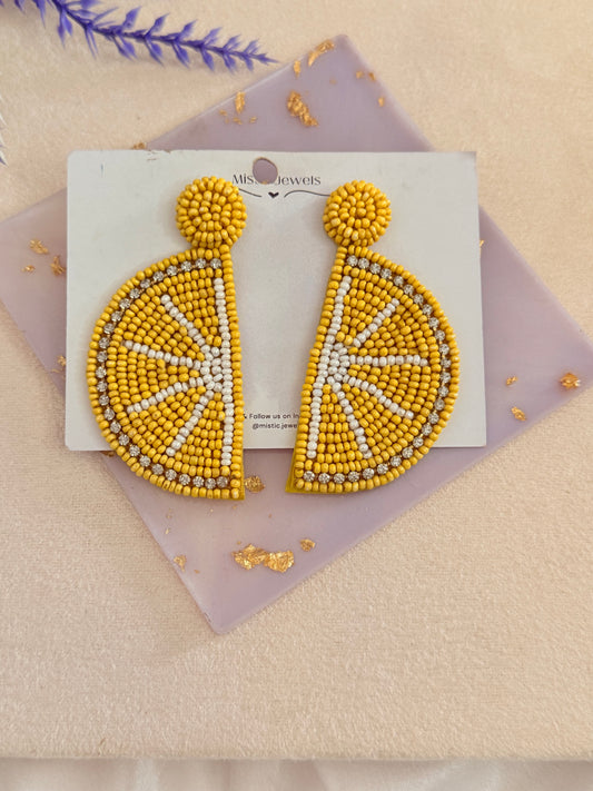 Lime Beaded earrings