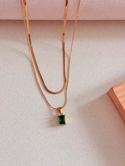 Emerald Dual Chain Necklace