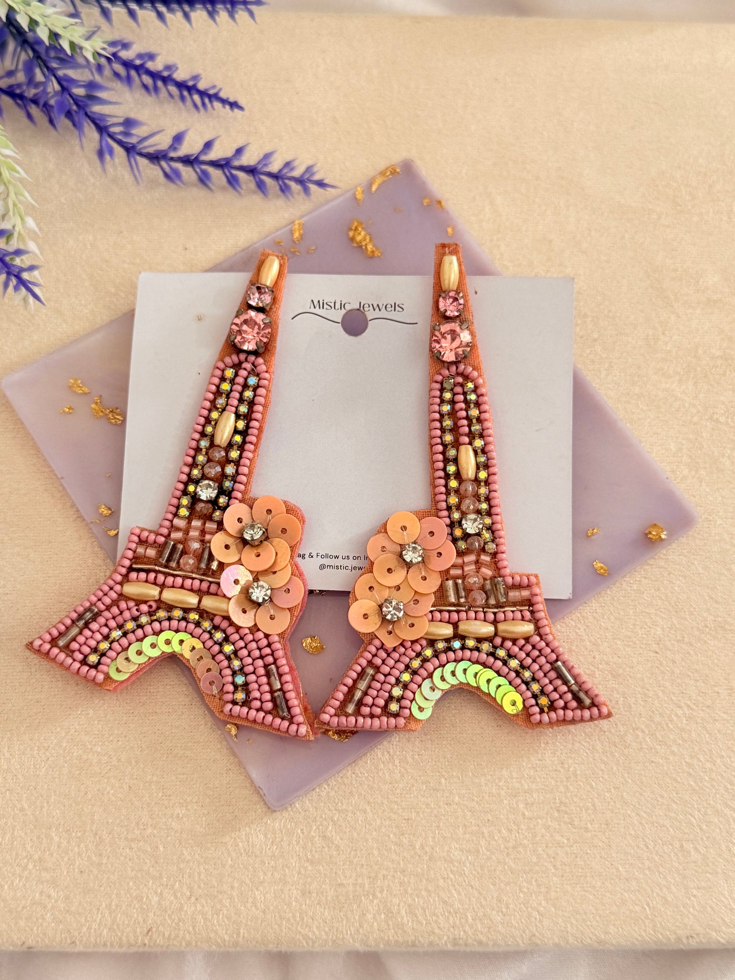 Eiffel tower Beaded earrings