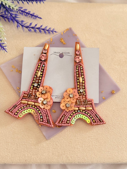 Eiffel tower Beaded earrings