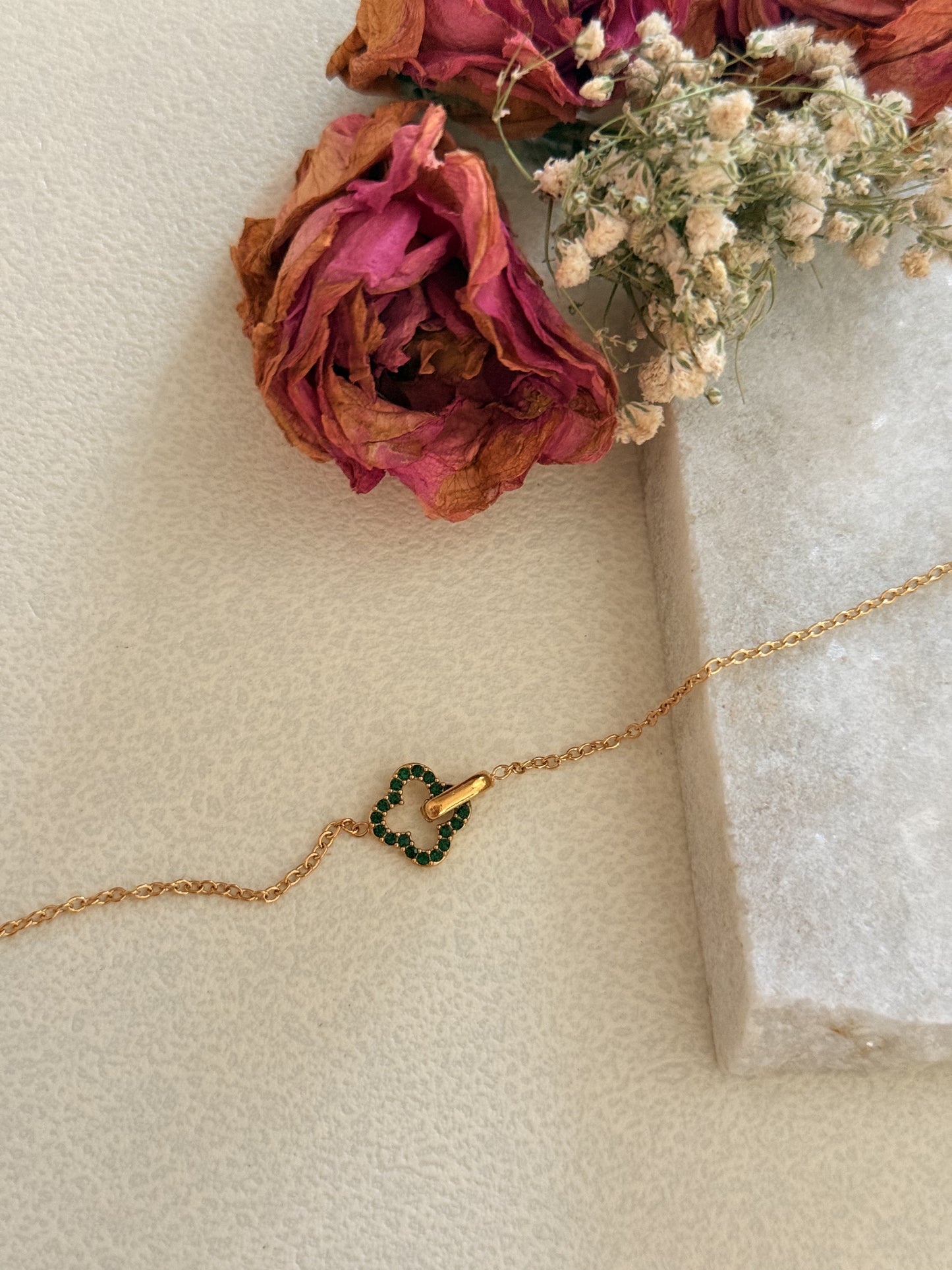 Fortune Key Bracelet with Emerald Stone