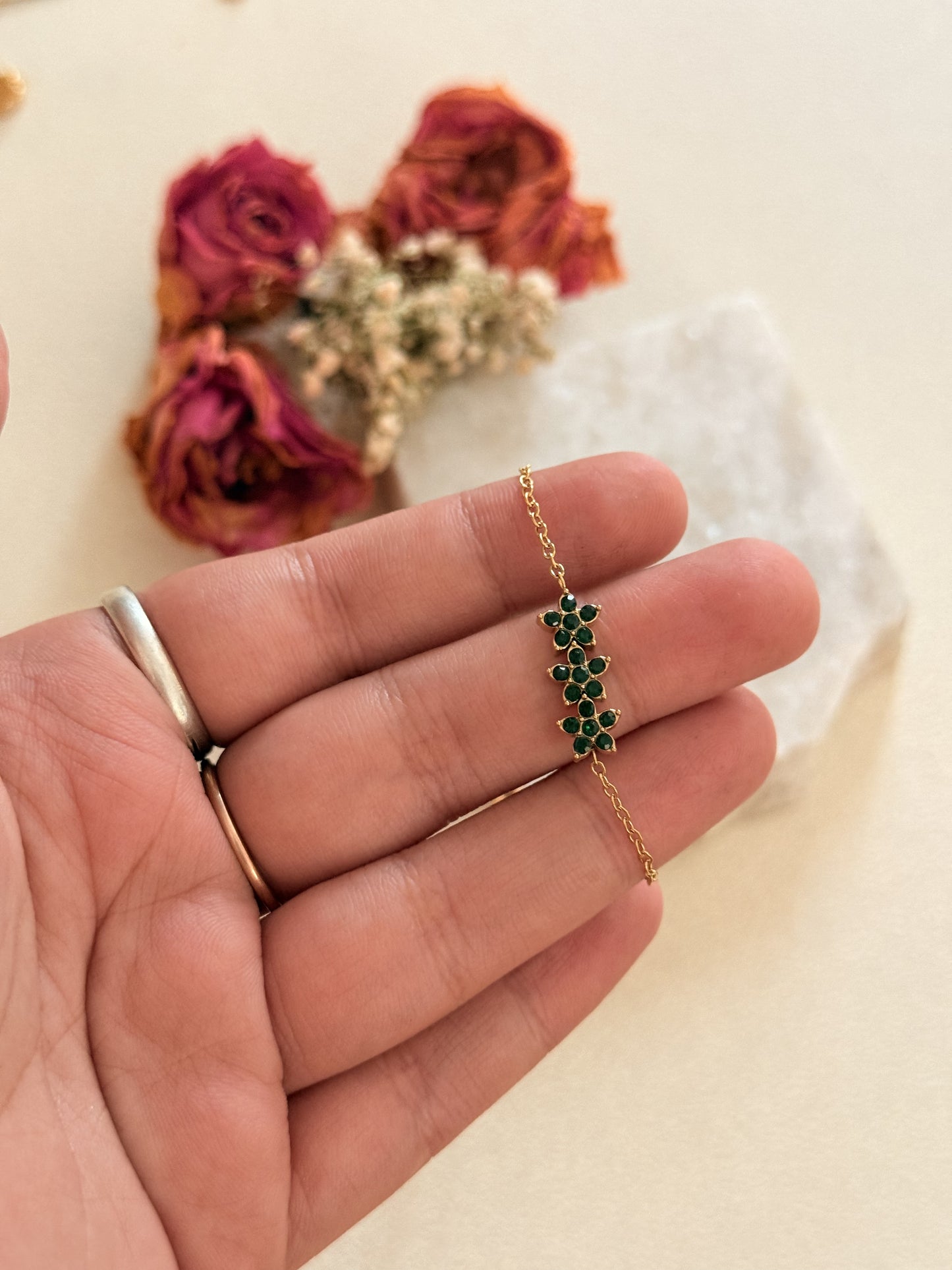 Emerald Whisper Bloom Bracelet