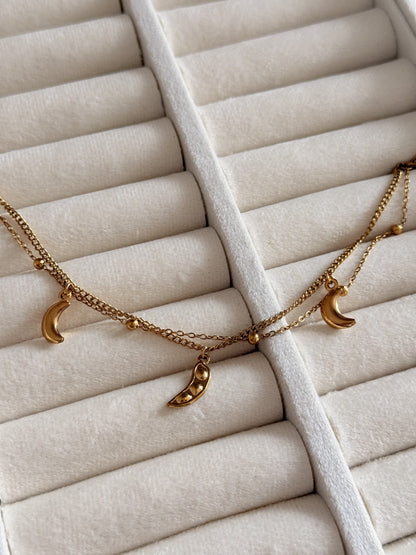 Dual chain Moon Anklet