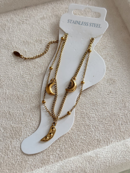 Dual chain Moon Anklet