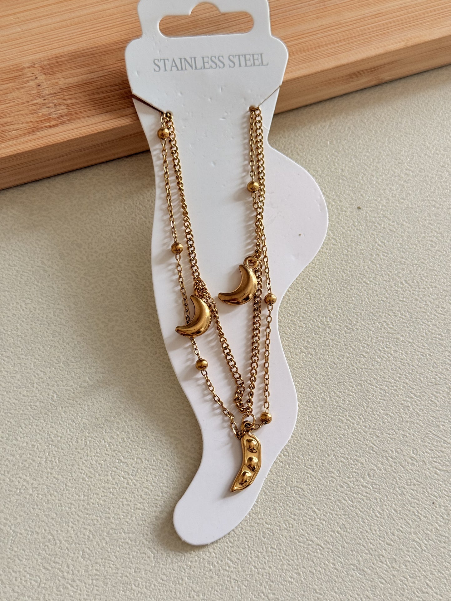 Dual chain Moon Anklet
